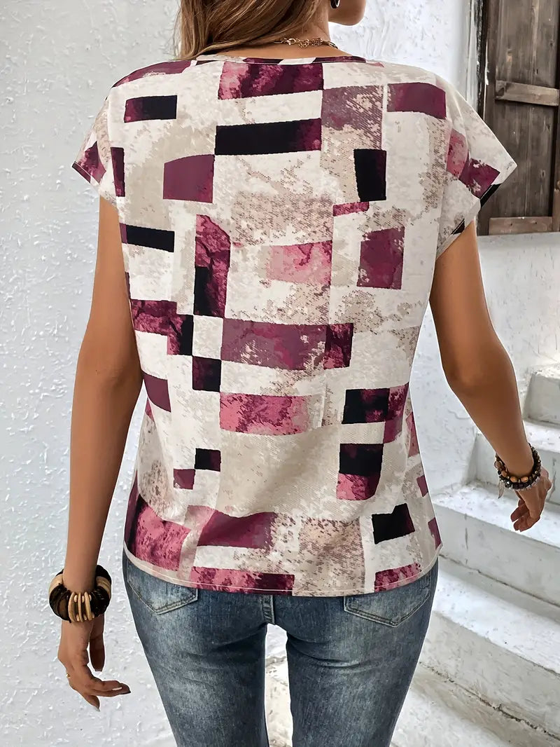 Geometric Polyester Blouse
