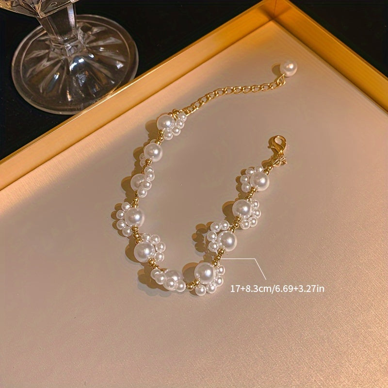 Modern 1-Piece Bracelet Set with Pearl-inspired