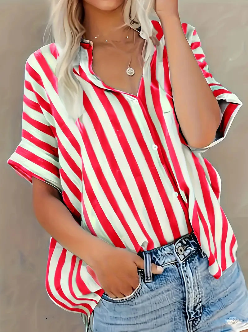 Striped Polyester Cardigan