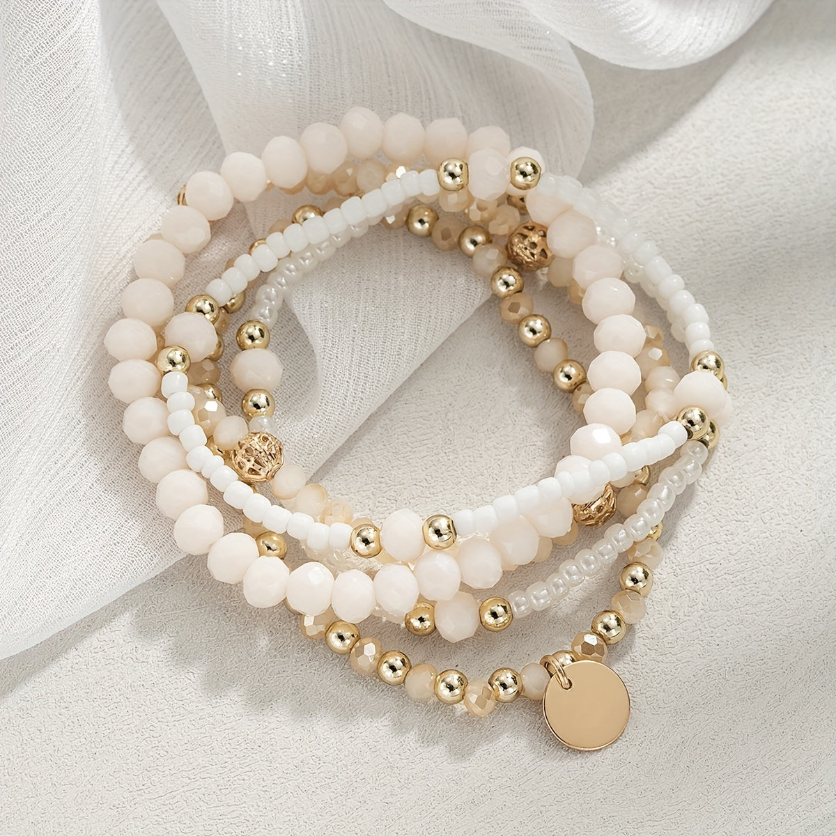 Boho 5-Piece Bracelet Set with Pearl-inspired