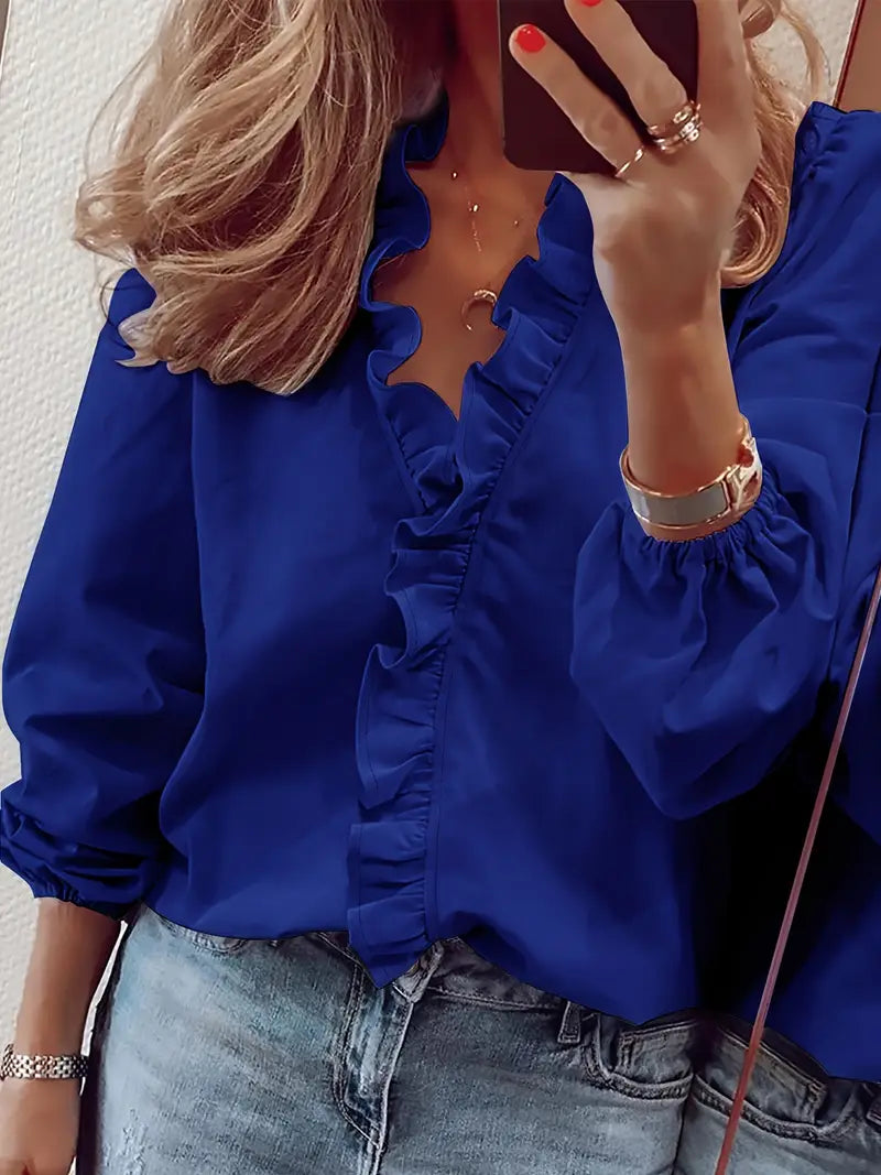 Long V-Neck Blouse