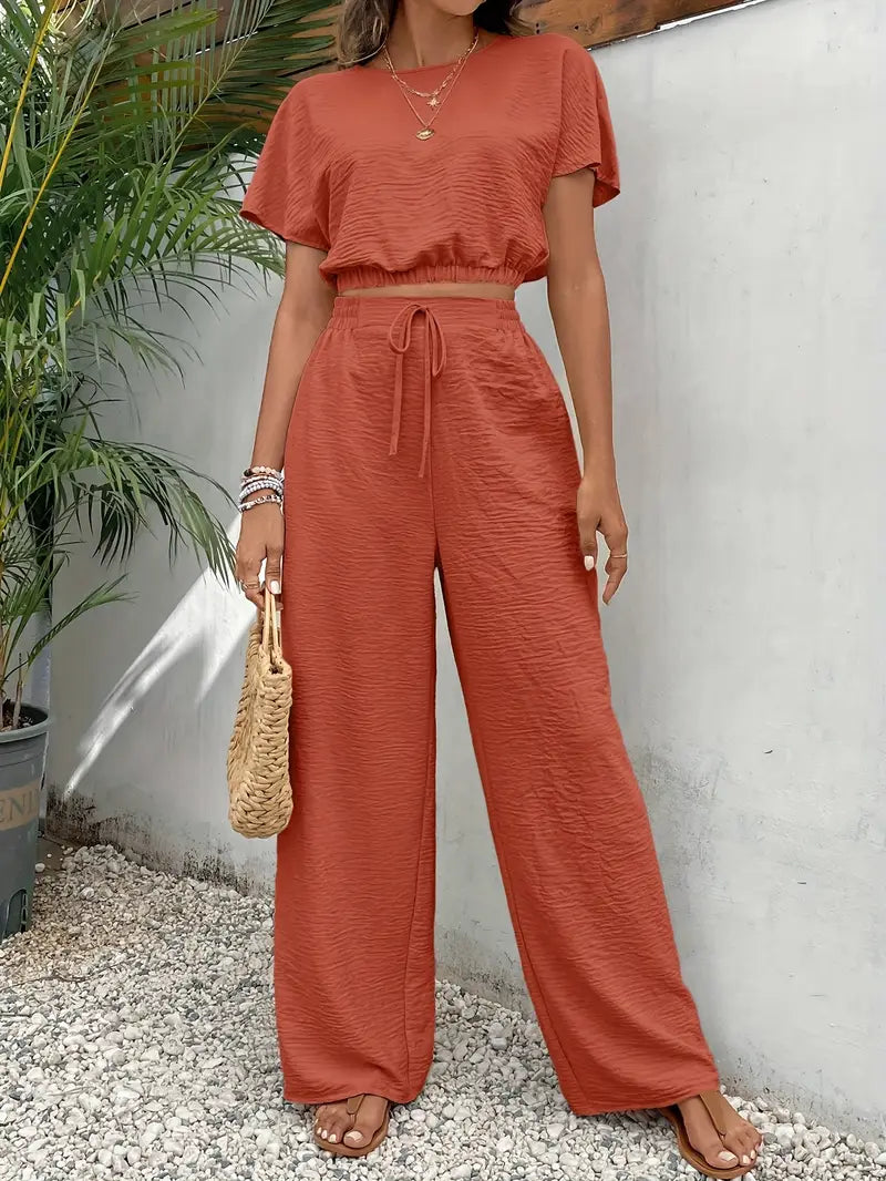 Solid Polyester Sweater Batwing Sleeve Crop