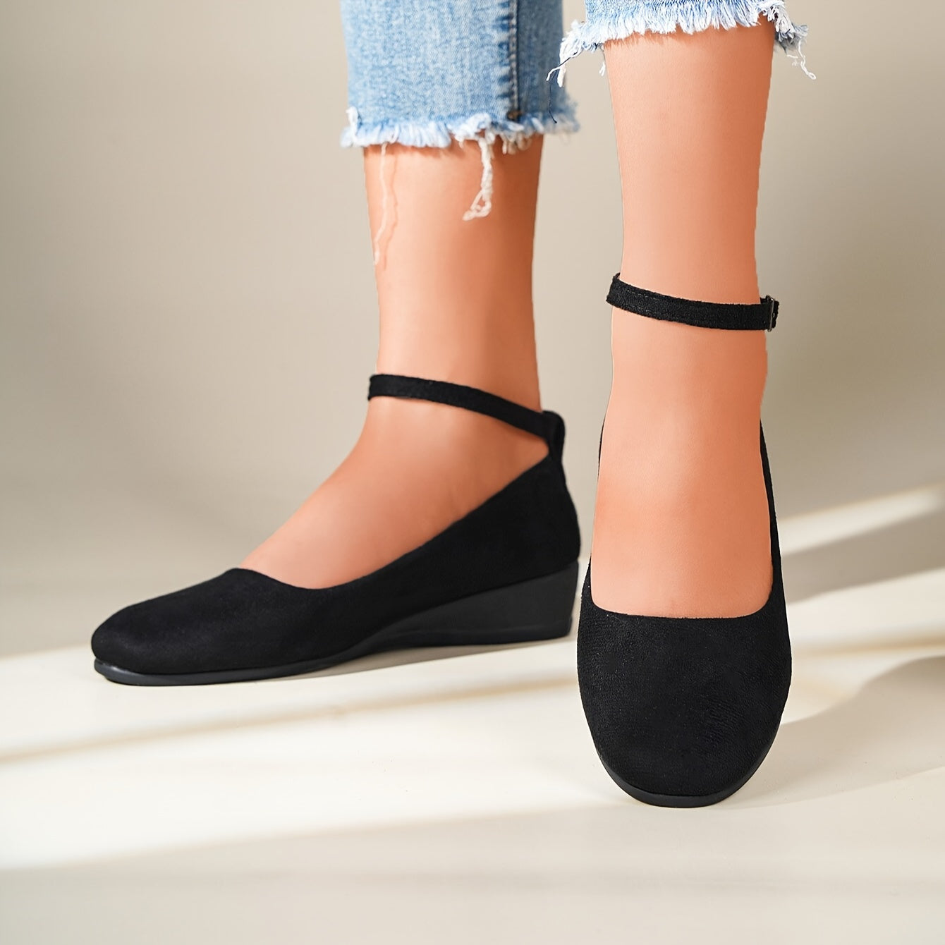 Timeless Tan Faux Suede Wedge Sandals with Wedge