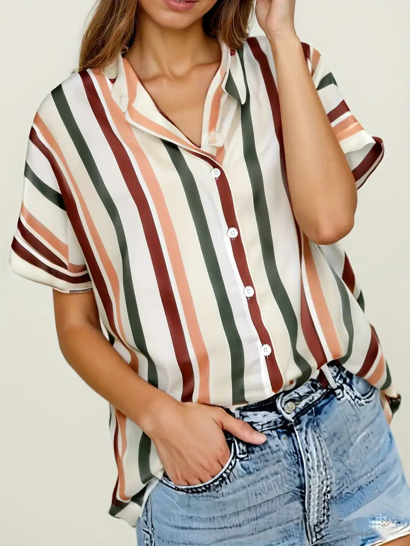 Striped Polyester Cardigan