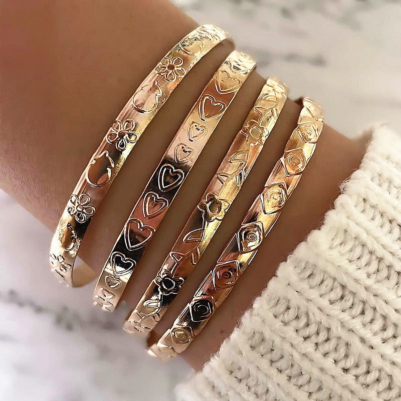 Timeless 4-Piece Bracelet Set with Gold-tone