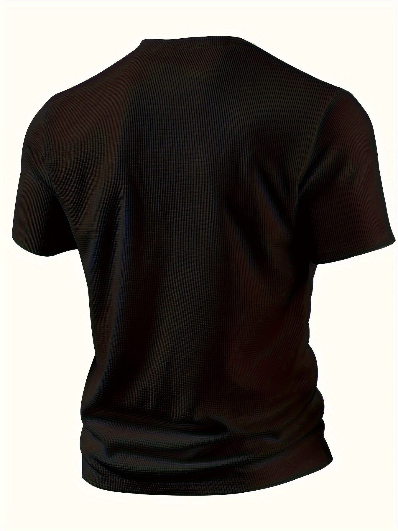 Men'S Waffle Texture Two-Tone Henley Shirt - Casual Summer Short Sleeve, Round Neck, Non-Stretch Fabric