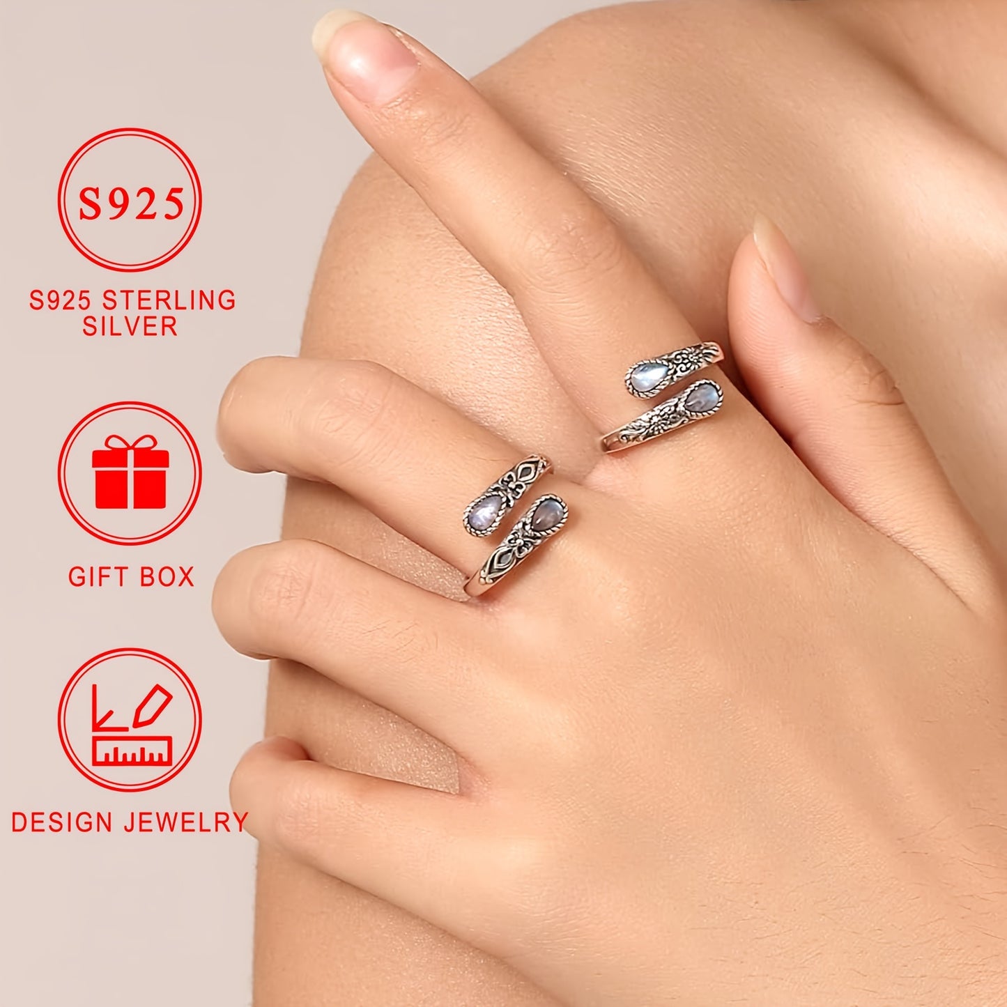 Boho Ring with Silver-tone
