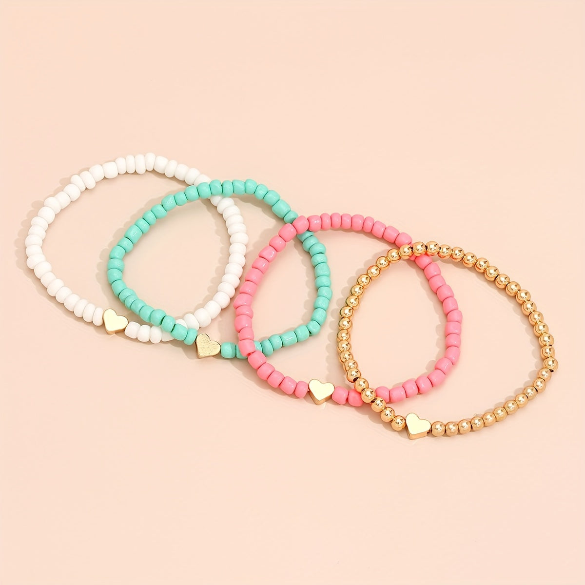 Boho 4-Piece Necklace & Bracelet Set with Polished finish
