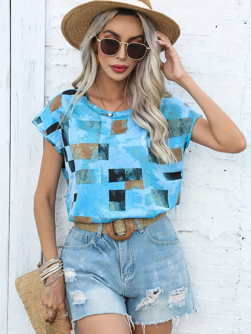 Geometric Polyester Blouse