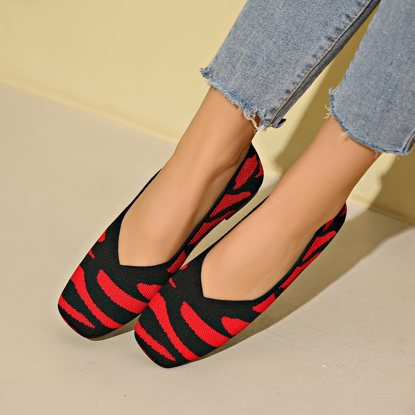 Timeless Red Stripe Flats with Slip-On