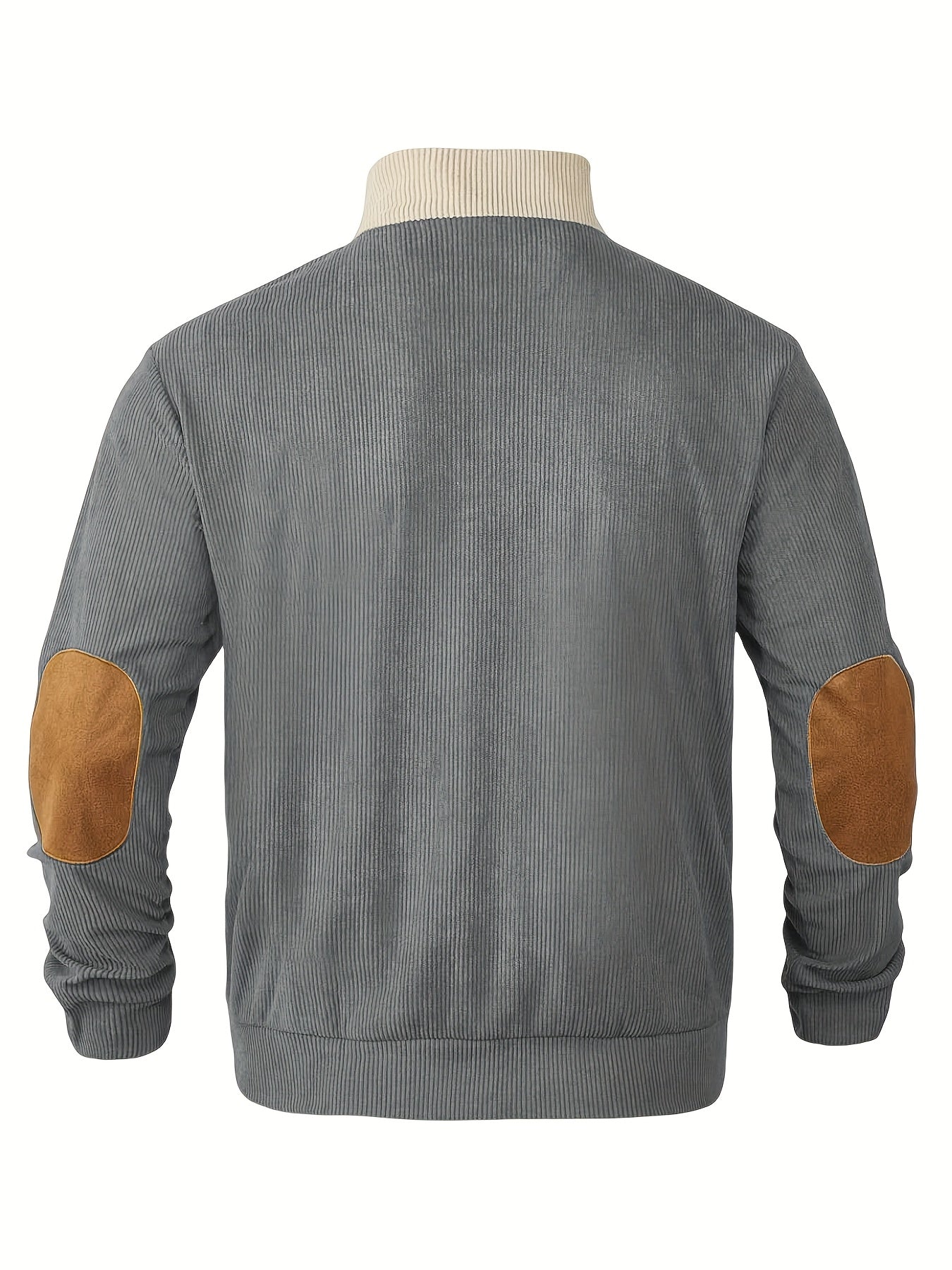 Retro Color Block Knitted Ribbed Sweater, Men's Casual Warm Mid Stretch Stand Collar Pullover Sweater For Men Fall Winter, Old Money Style