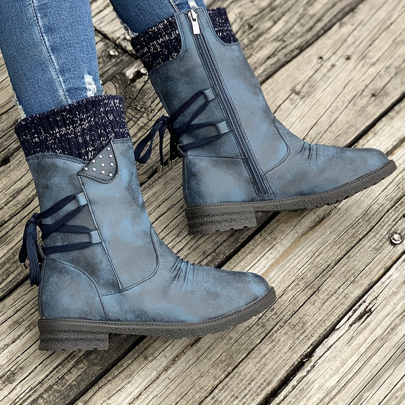 Timeless Grey Wool Block Heel Boots with Block Heel