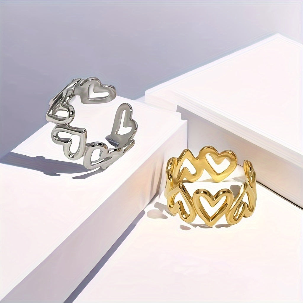 Modern 1-Piece Ring Set with Gold-tone