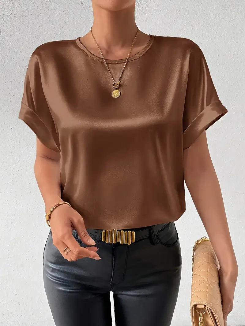 Solid Polyester Blouse Batwing