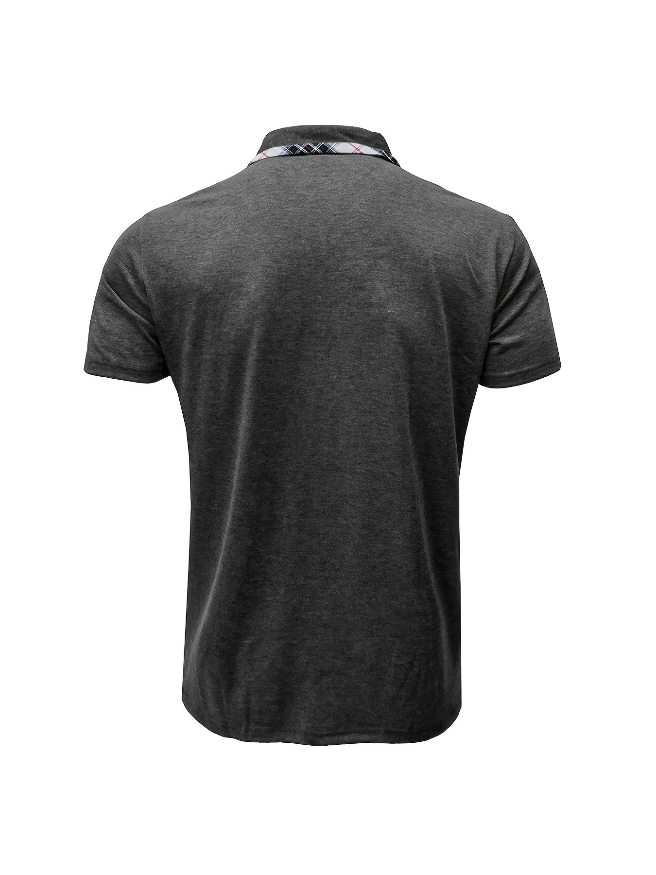 Men'S Plus Size Short Sleeve Polo Shirt with Plaid Collar and Button Details - Casual Summer Style, Regular Fit, Slight Stretch Fabric, Plus Size Shirts, PLUS SIZE