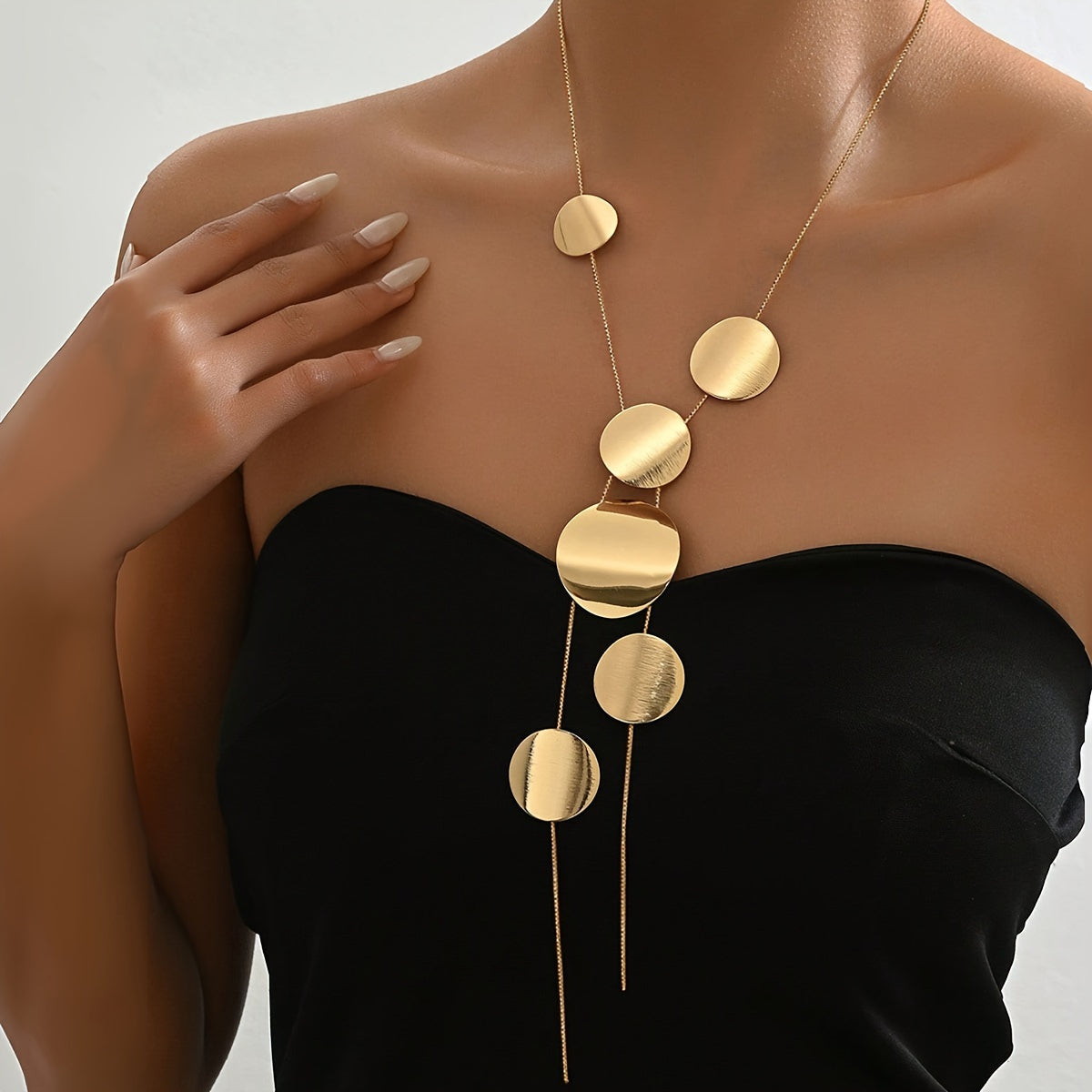 Modern Necklace with Gold-tone