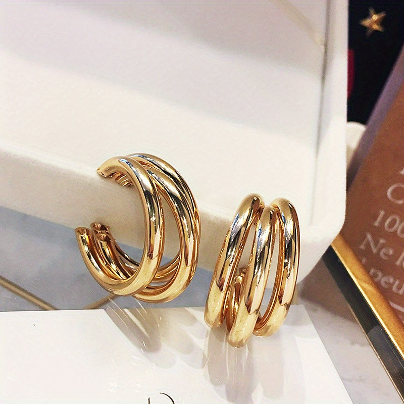 Modern Earrings with Silver-tone