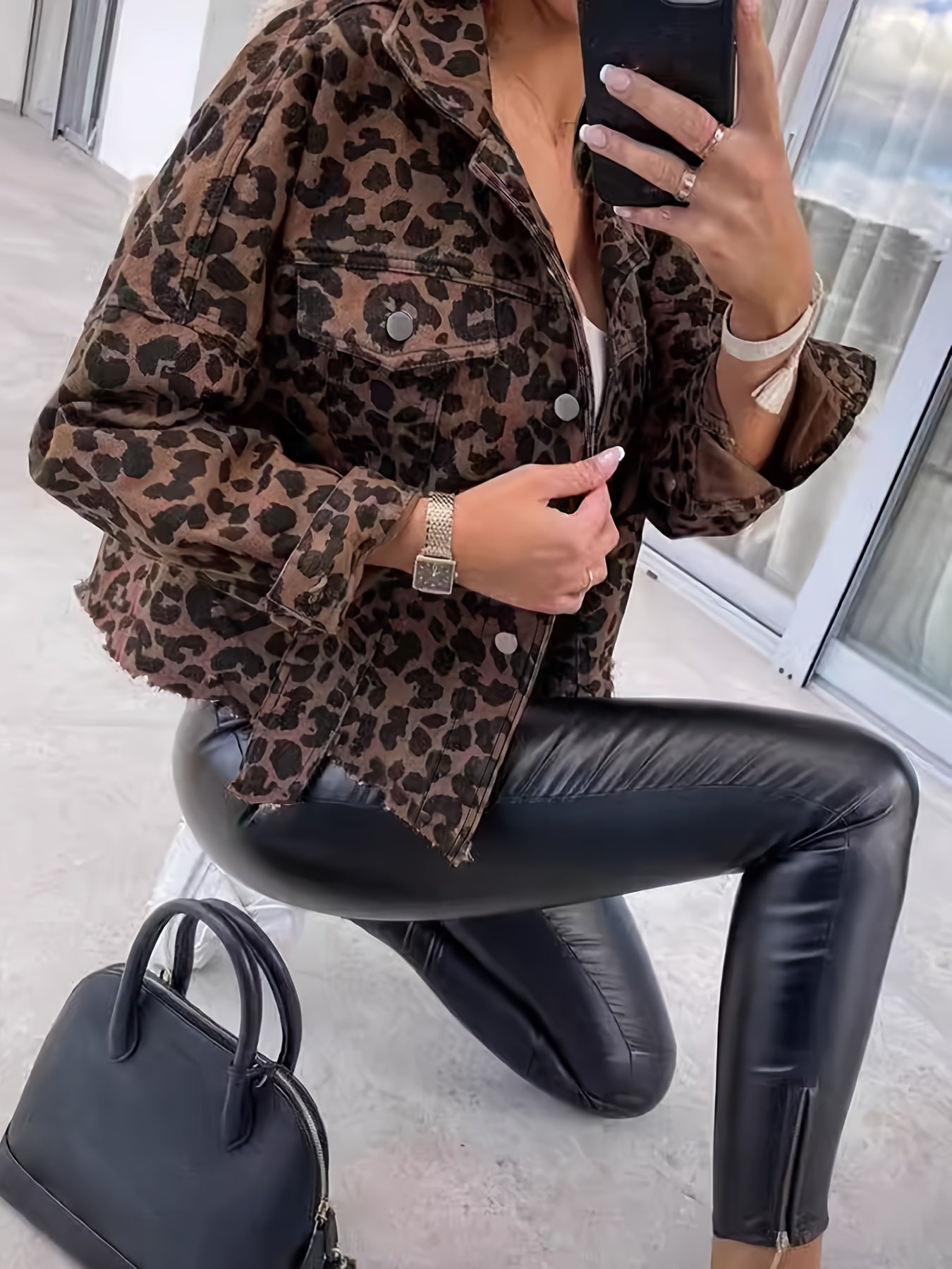 Timeless Red Leopard Cotton Pants with Collared