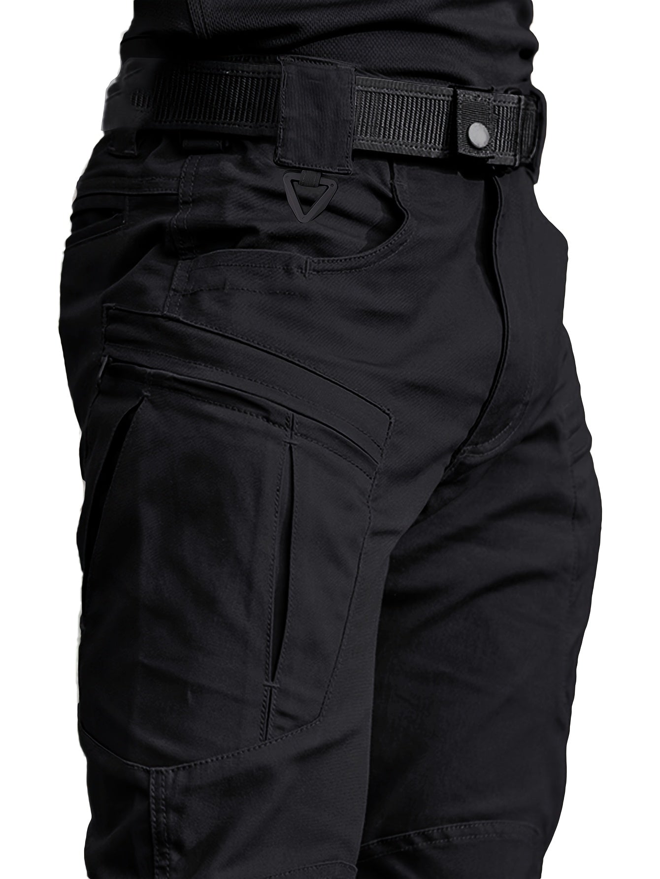 Men's Tactical Cargo Pants with Multiple Utility Pockets - Durable Non-Stretch Fabric, Beltless Waistband for Outdoor Hiking, Construction Work & Casual Wear - Spring Summer Fall Seasonal Design, Hiking Essentials, Solid Color Design
