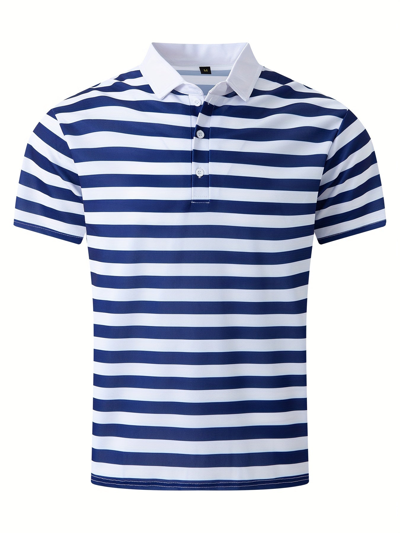Men'S Short-Sleeve Polo Shirt with Print Stripes for Casual Summer Wear.