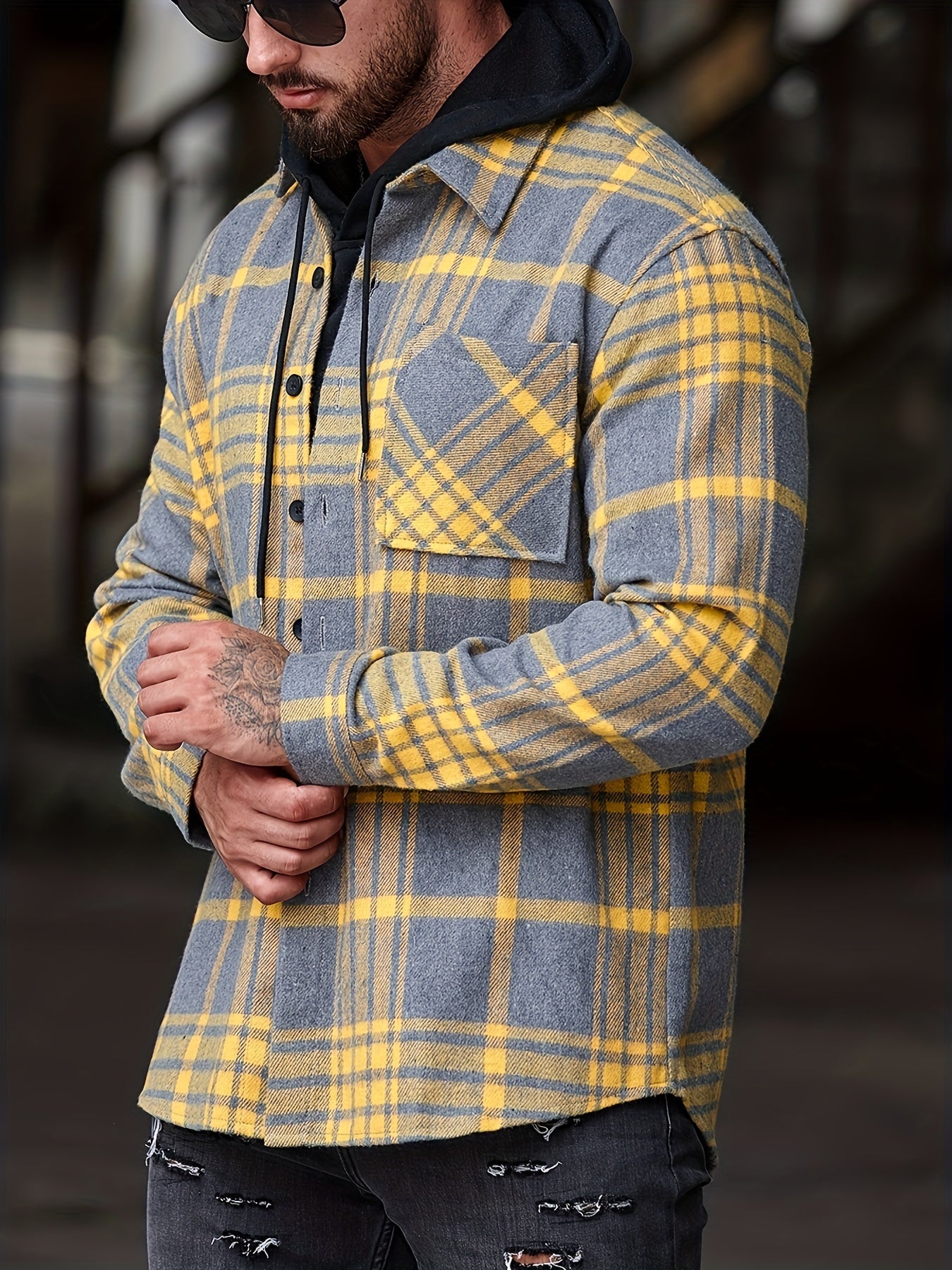 Men's Casual Flannel Shirt Coat - Solid Color Lapel Button-Up with Chest Pocket, Machine Washable Non-Stretch Fabric, Regular Fit Autumn Winter Outerwear, Autumn Apparel, Flannel, Long Sleeve Button Casual Shirt
