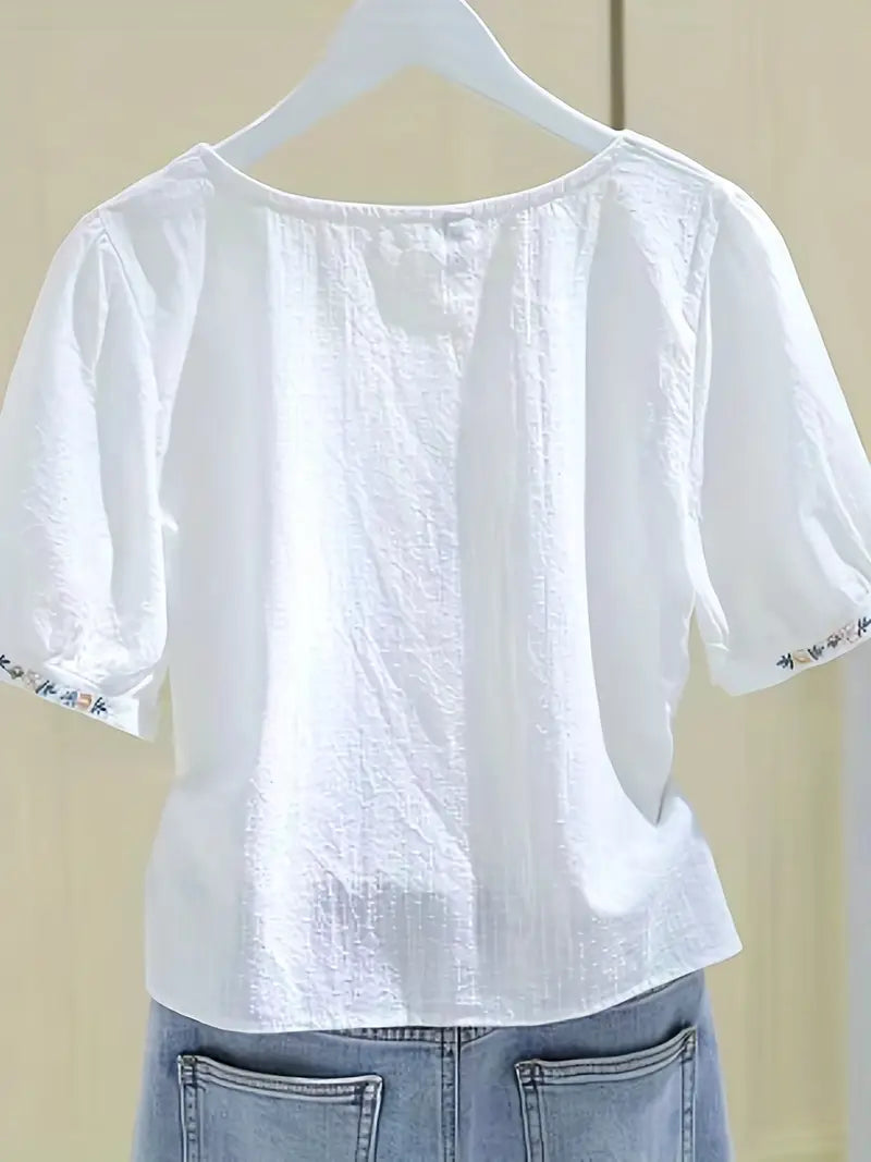 Polyester Blouse Embroidered Shirt For
