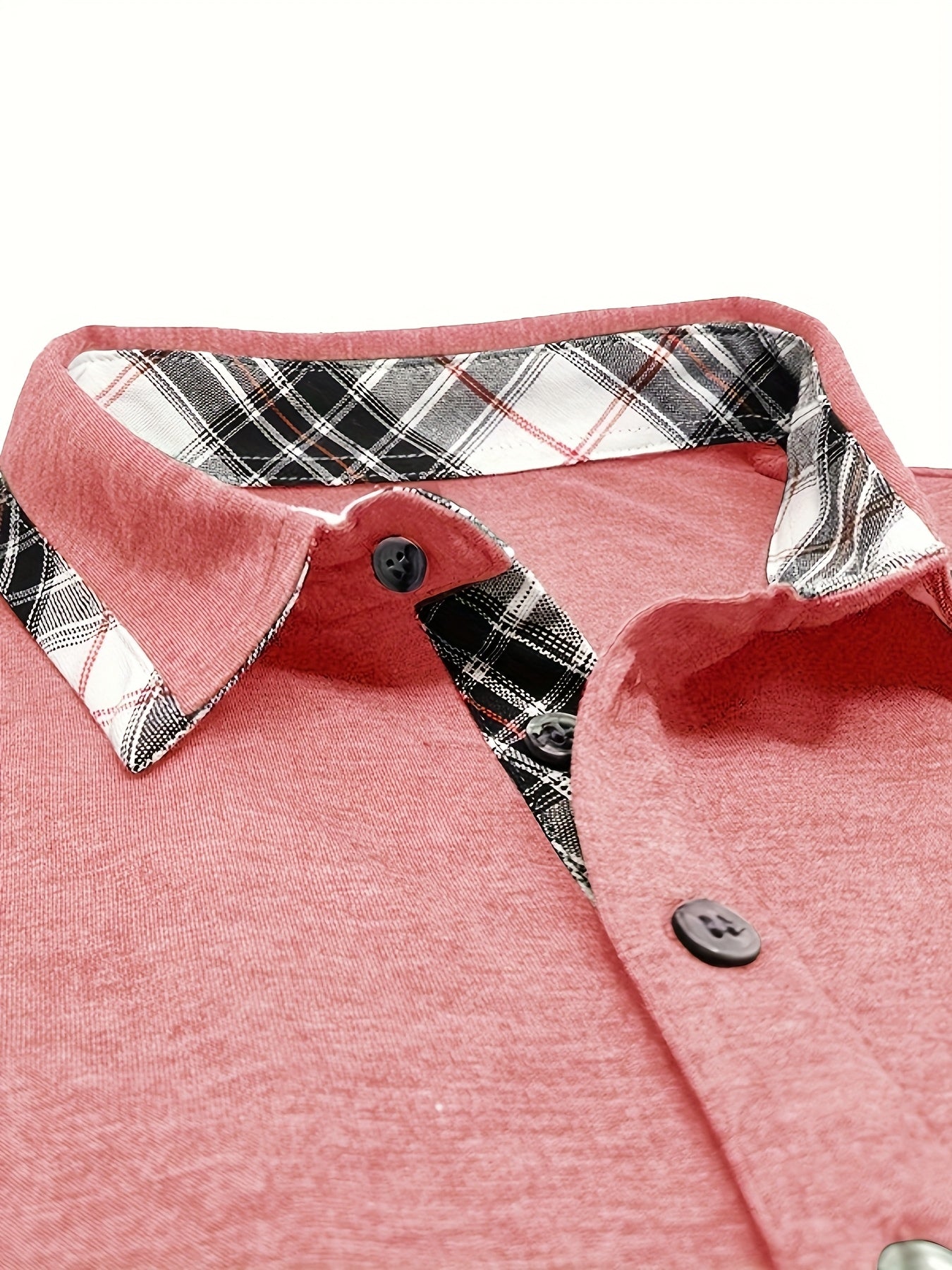 Men'S Plus Size Short Sleeve Polo Shirt with Plaid Collar and Button Details - Casual Summer Style, Regular Fit, Slight Stretch Fabric, Plus Size Shirts, PLUS SIZE