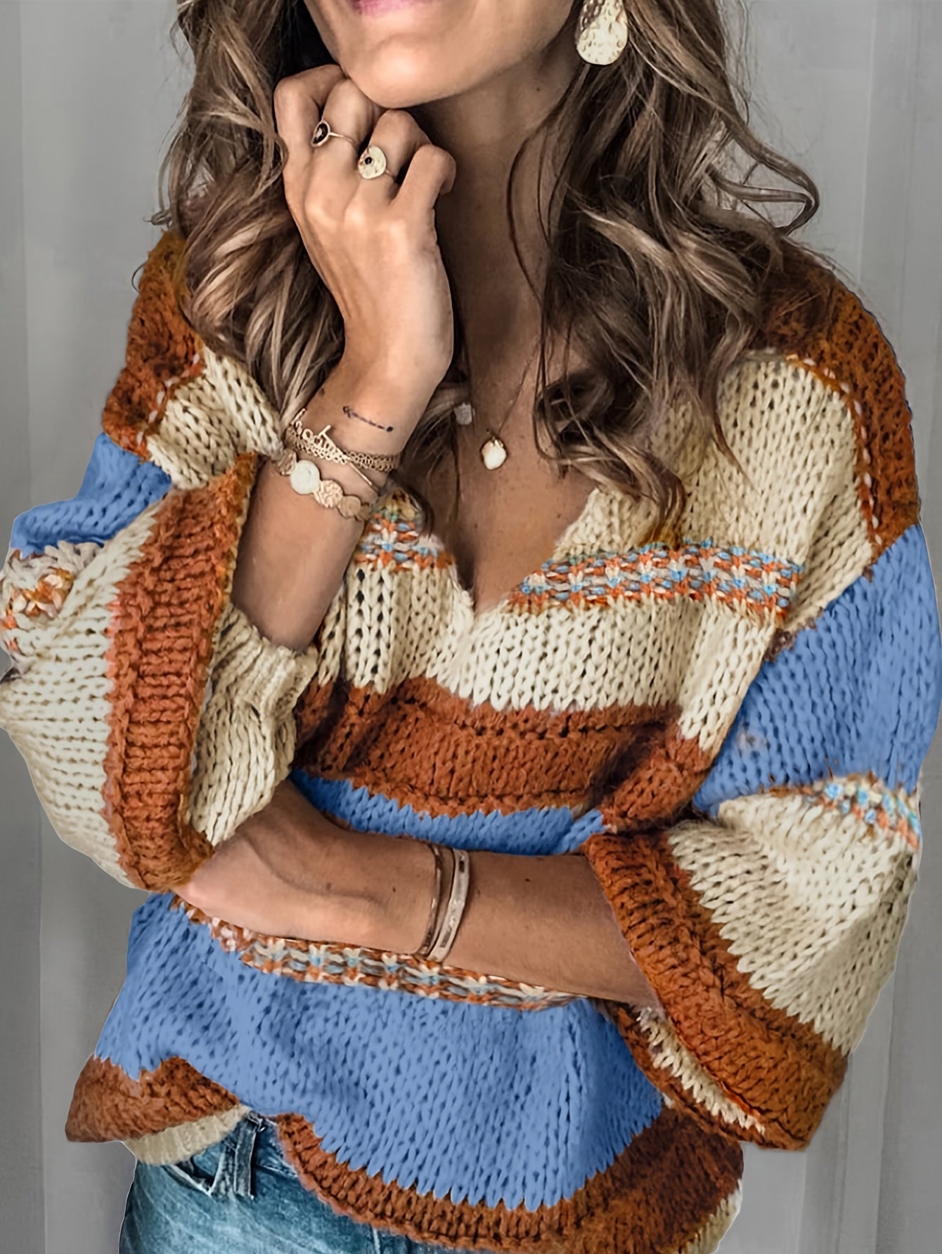 New Autumn and Winter Warm Color-Matching Urban Casual Pullover