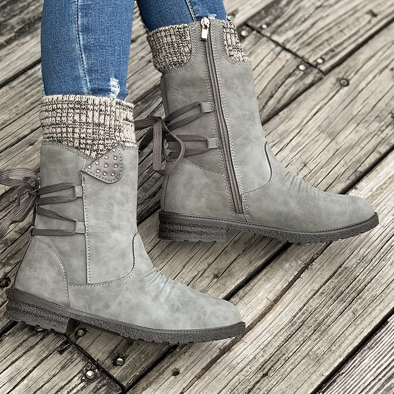Timeless Grey Wool Block Heel Boots with Block Heel