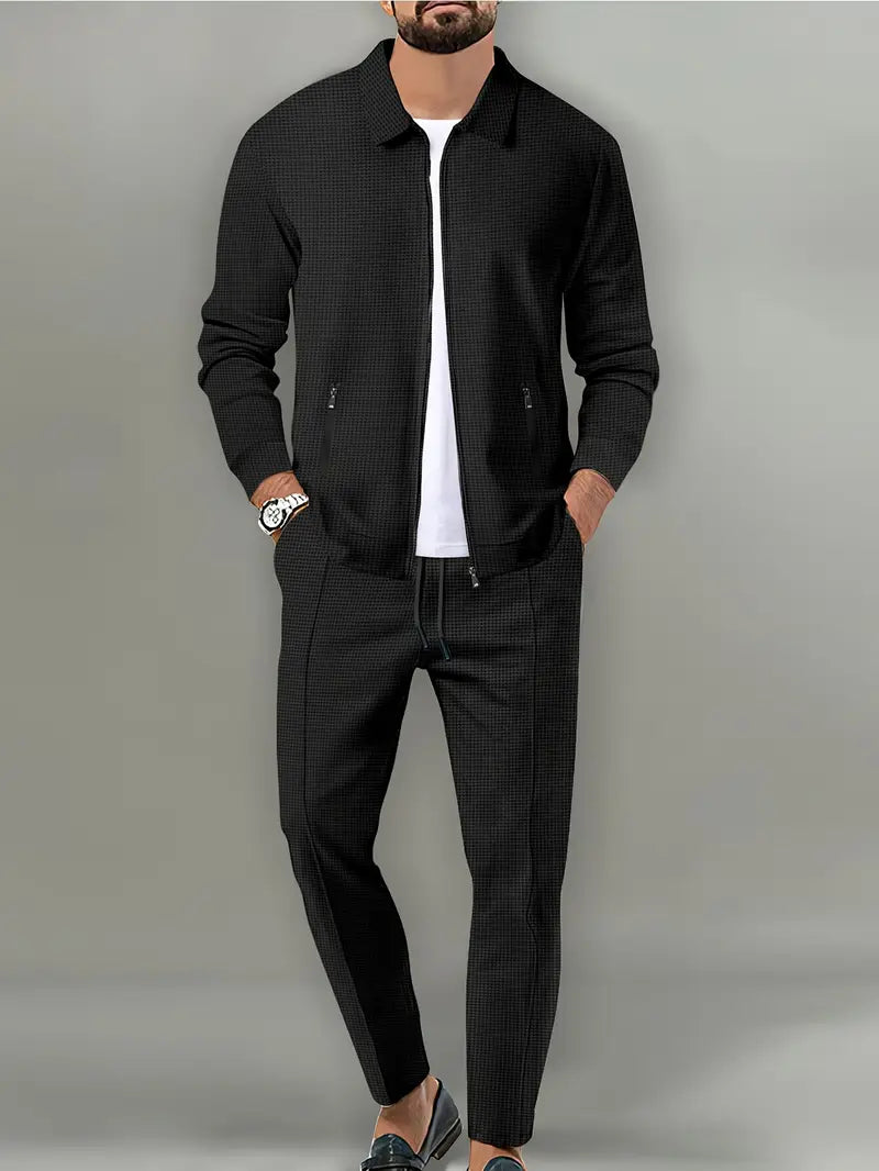 Polyester Knit Zip Button-Up Long Sleeve Jacket