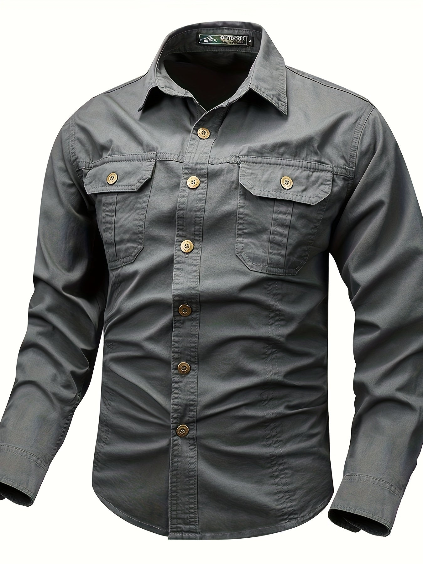 Men's Heavyweight Long Sleeve Shirt - Button-Up Formal & informal Shirt in, Classic Collar, Chest Pocket - Machine Washable Work, Outdoor, Everyday Shirt for Men - Spring/Fall Essential, Outdoor Casual Wear, Nonstretch Fabric