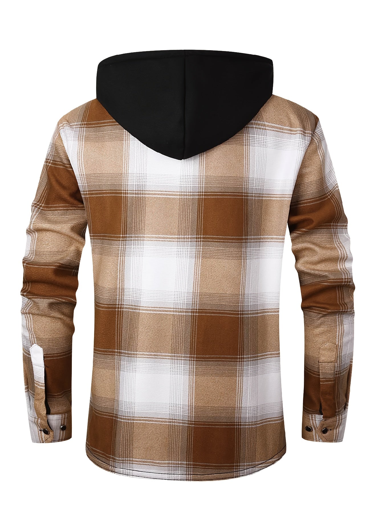 Men's Fleece-Lined Hoodie - Casual & Sporty, Plaid Pullover with Button Detail, Long Sleeve, Loose Fit for Fall/Winter