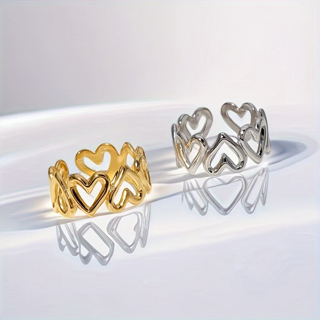 Modern 1-Piece Ring Set with Gold-tone