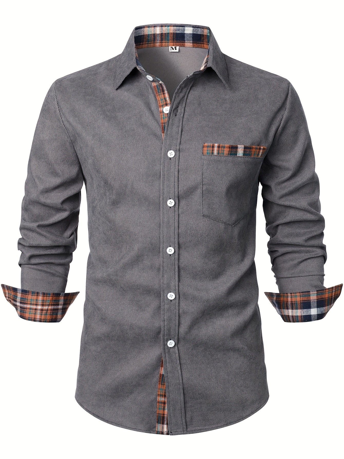 Men's Lapel Shirt, Casual Button Up Long Sleeve Shirt For Summer Fall Business