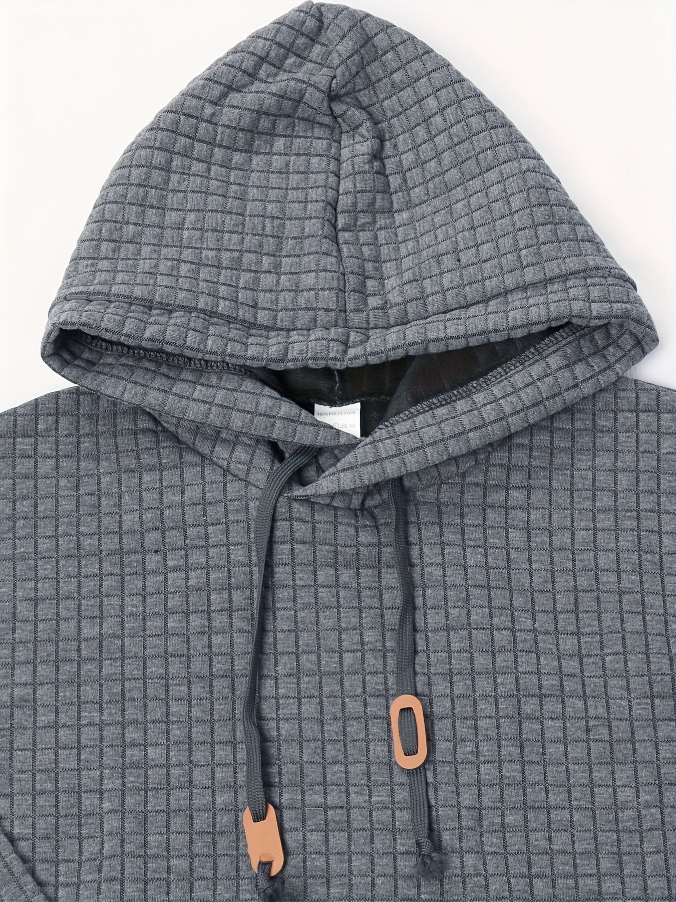 GEKM Men'S Bohemian Plaid Long Sleeve Hoodie - Cozy Jacquard Fabric Sweatshirt with Orange Accents, Casual Outdoor Jogging & Fitness Training Pullover, Regular Fit, Hooded Design, Comfortable Pullover