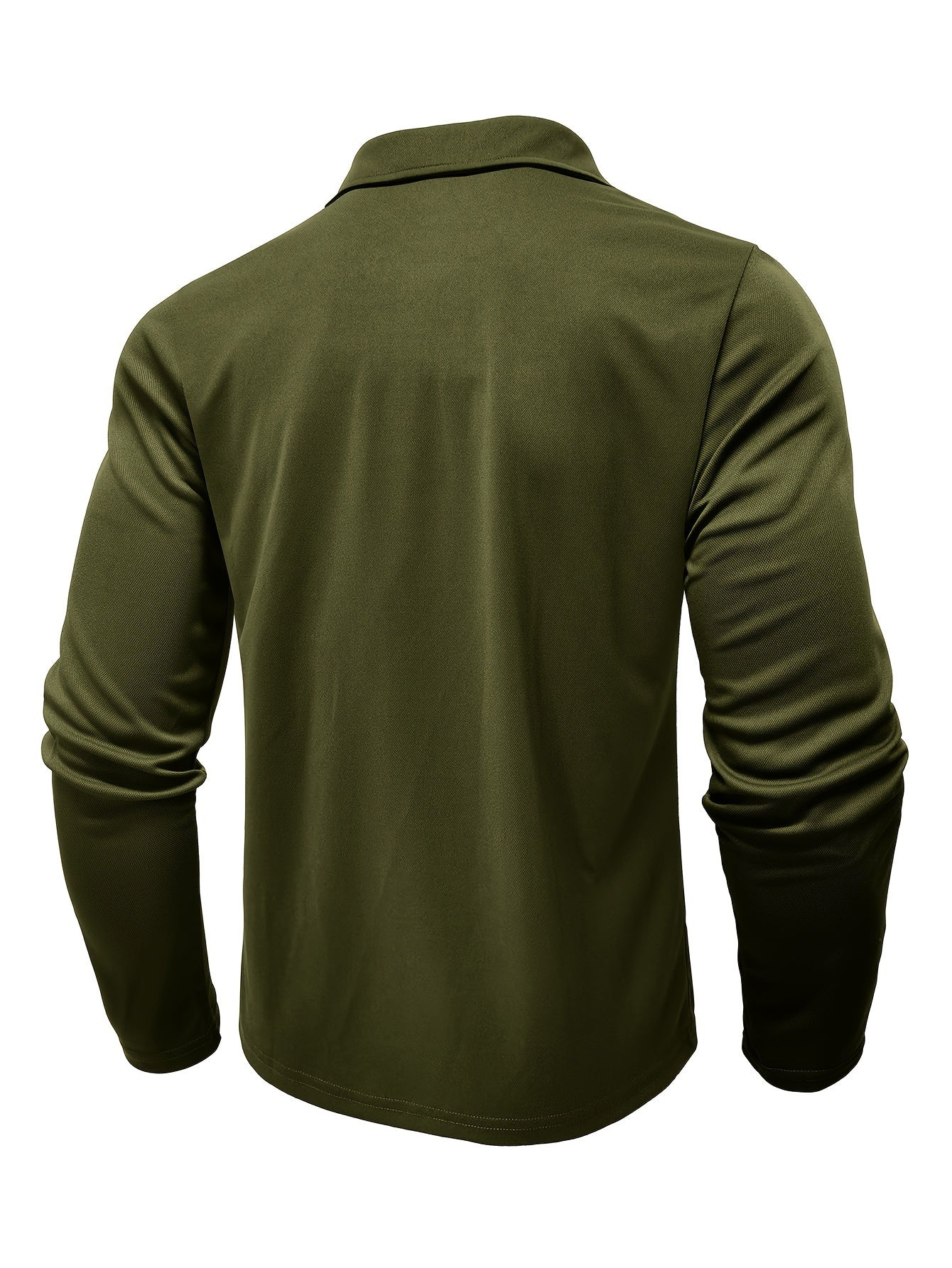 2024 Fall Casual Men'S Long Sleeve Polo Shirt with Color Block Design, Polyester Knit Fabric, Regular Fit, Half Placket, and Slight Stretch