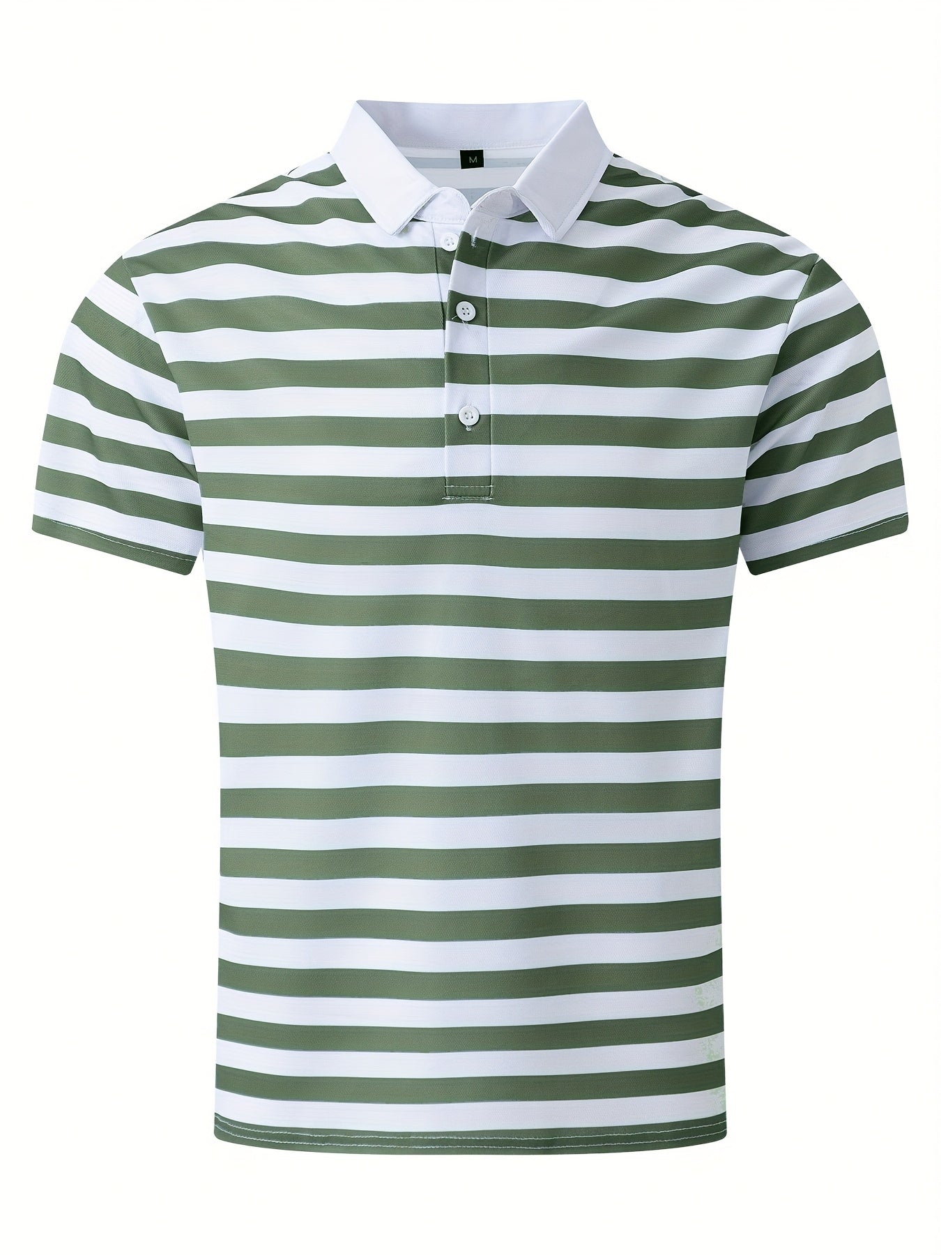 Men'S Short-Sleeve Polo Shirt with Print Stripes for Casual Summer Wear.