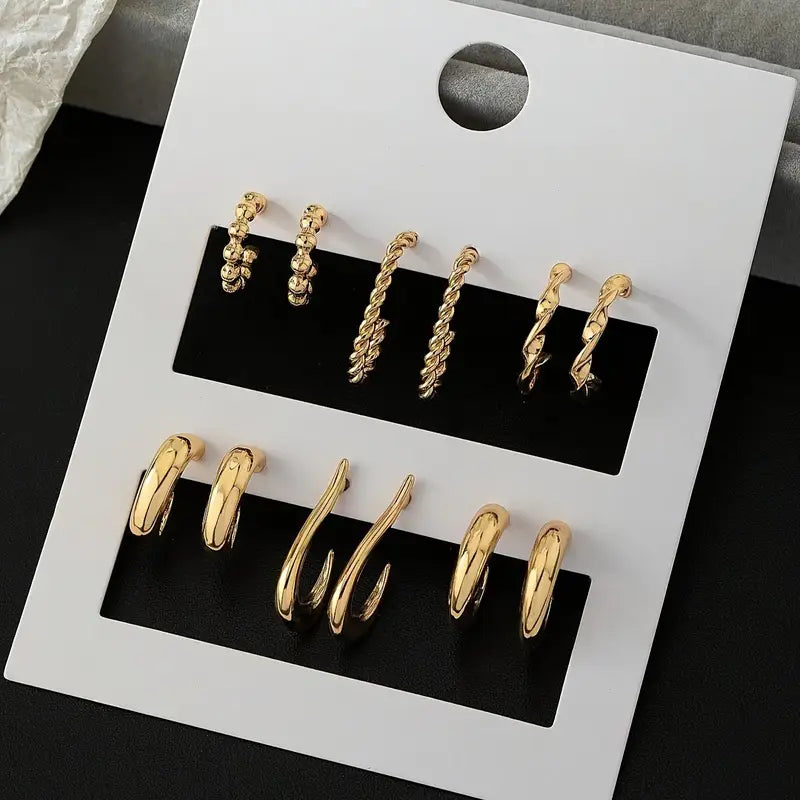 Modern Earrings with Gold-tone