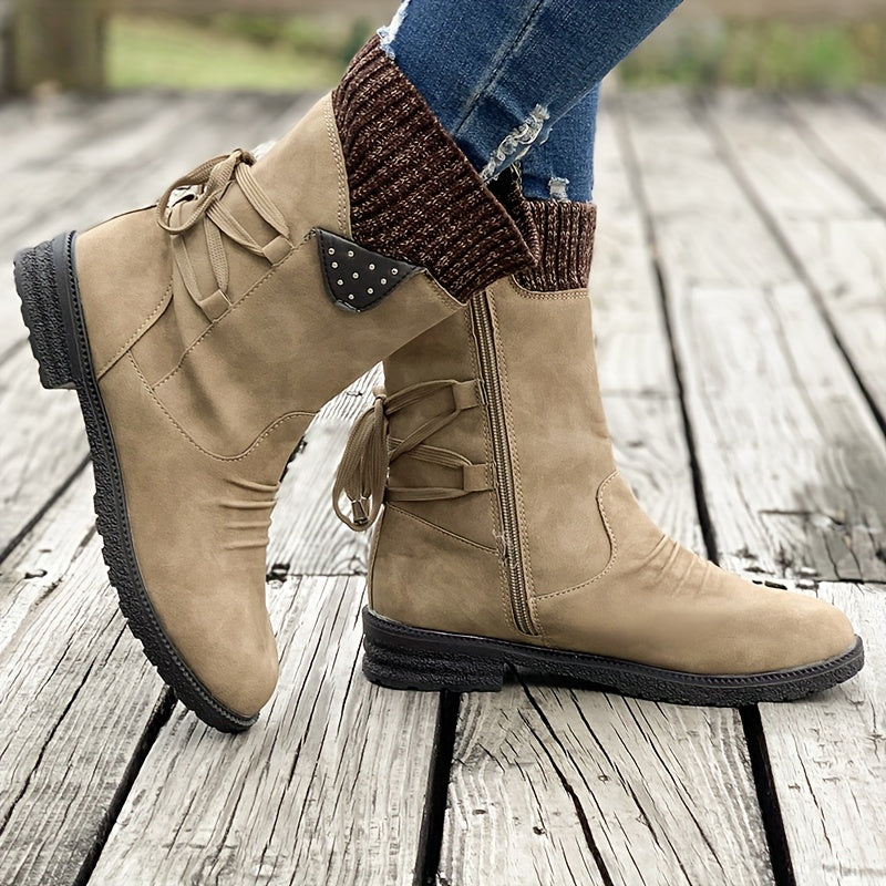 Timeless Grey Wool Block Heel Boots with Block Heel
