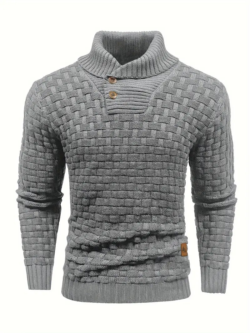 Polyester Knit Button-Up Long Sleeve Sweater