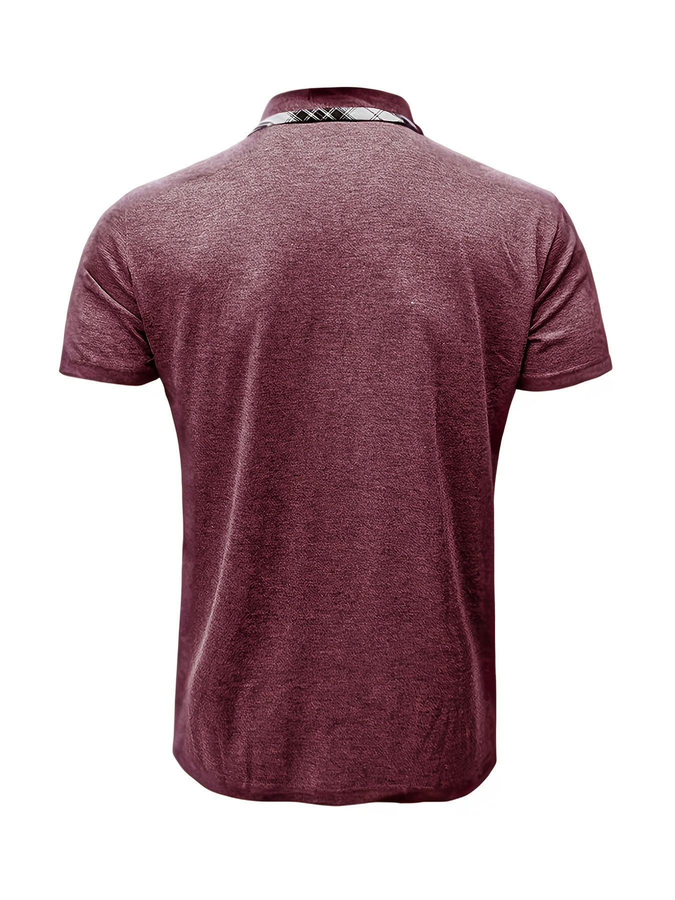 Men'S Plus Size Short Sleeve Polo Shirt with Plaid Collar and Button Details - Casual Summer Style, Regular Fit, Slight Stretch Fabric, Plus Size Shirts, PLUS SIZE