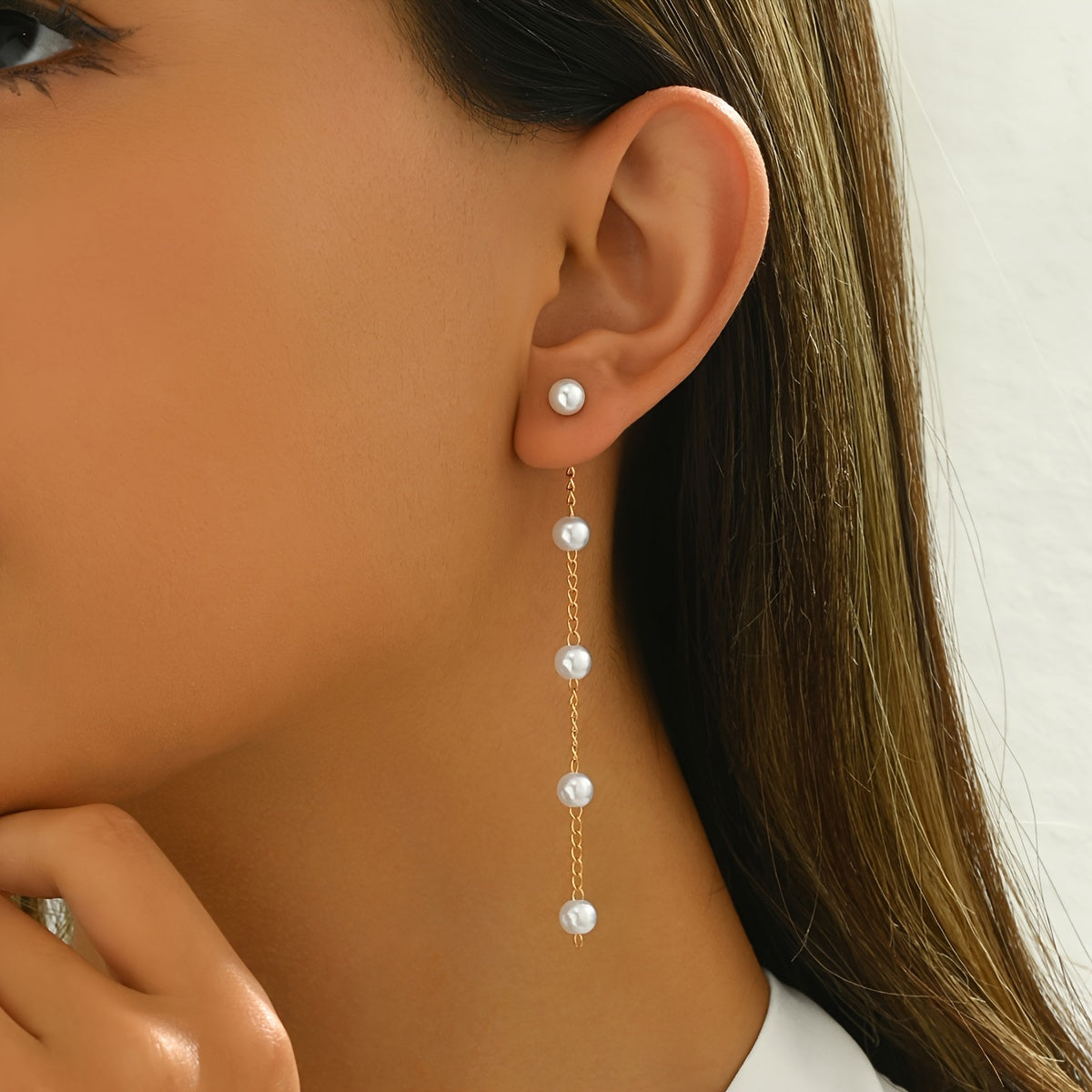 Boho Earrings with Pearl-inspired