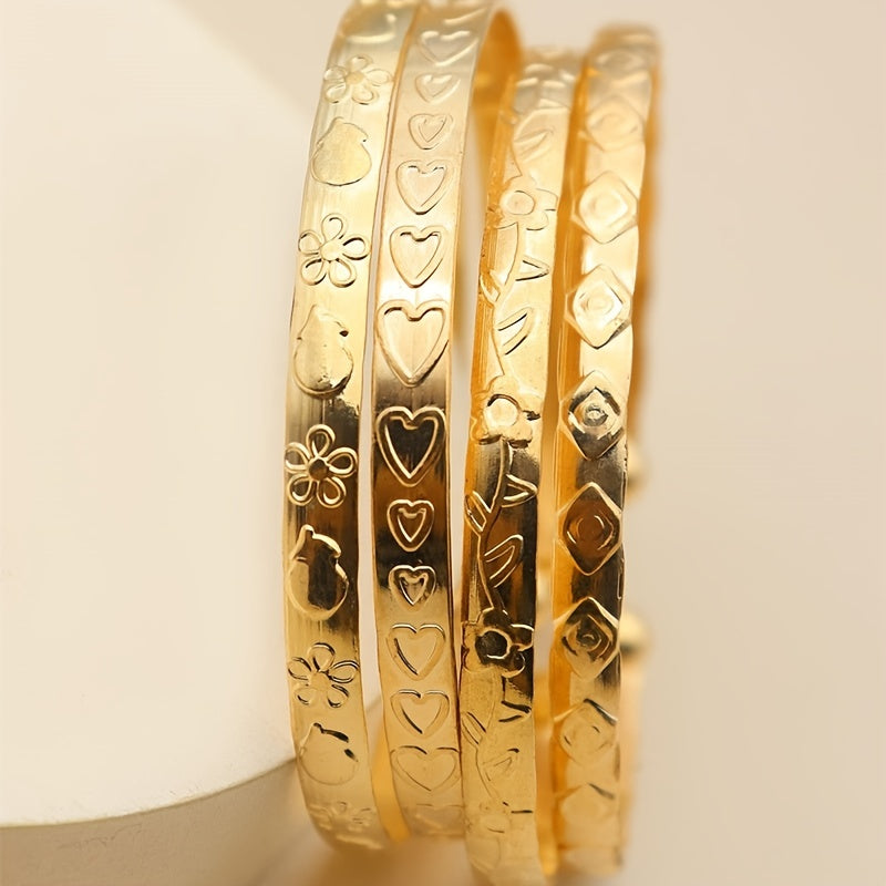 Timeless 4-Piece Bracelet Set with Gold-tone