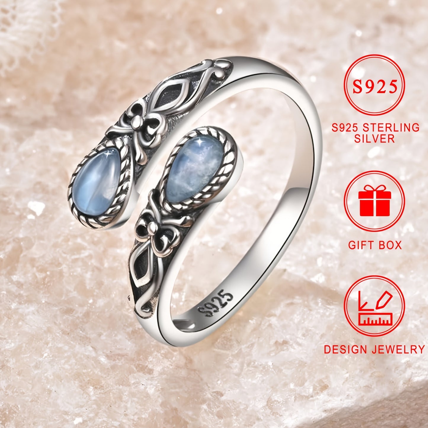 Boho Ring with Silver-tone