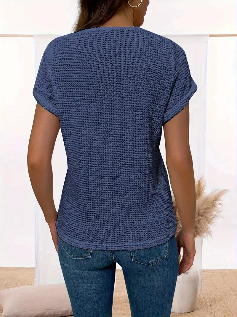 Solid Spandex Sweater Lace Splicing Crew