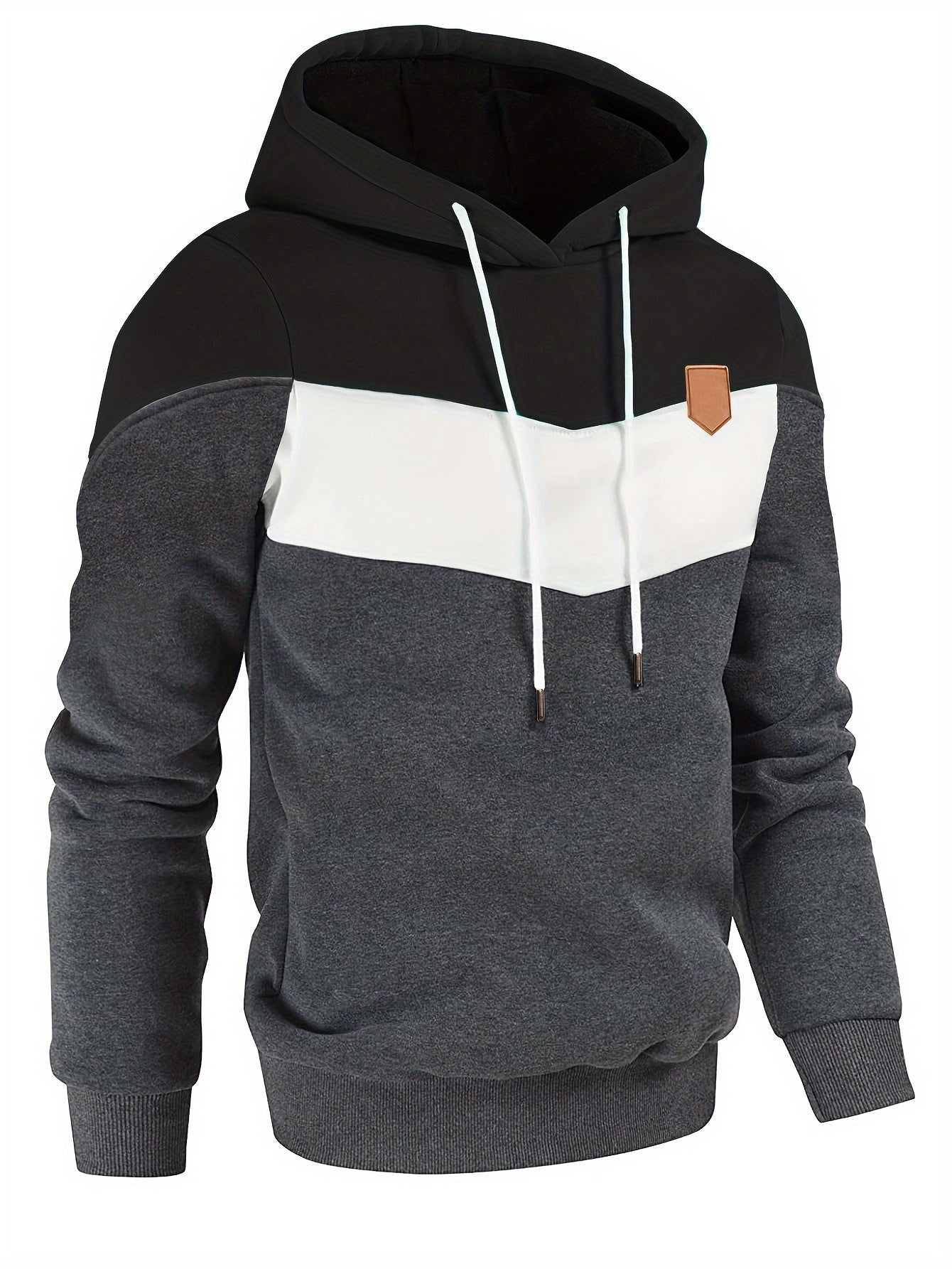 Color Block Hoodie, Cool Hoodies For Men, Men's Casual Classic Design Pullover Hooded Sweatshirt With Kangaroo Pocket Streetwear For Winter Fall, As Gift