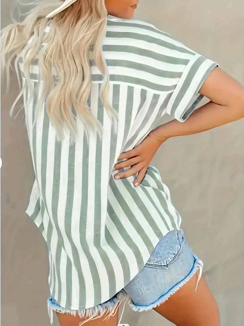 Striped Polyester Blouse