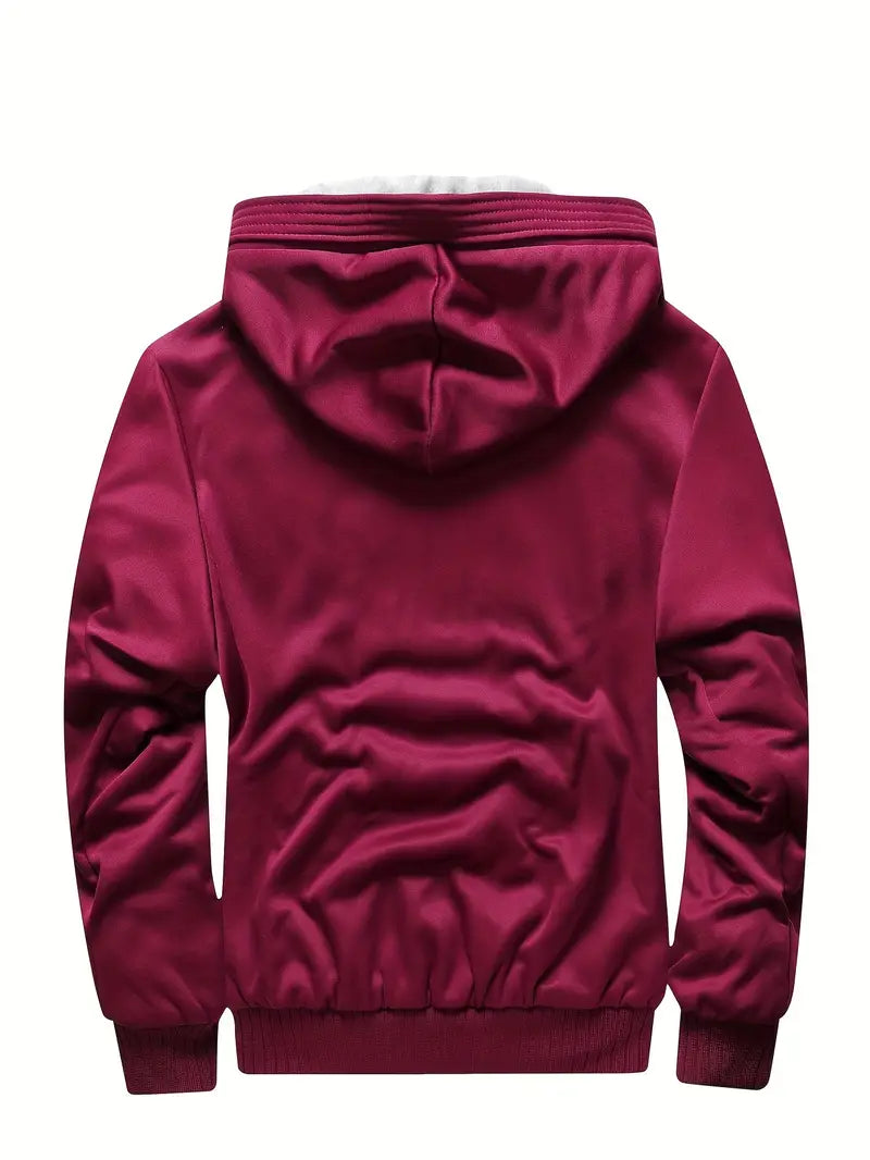 Fleece Polyester Knit Hooded Zip Long Sleeve Hoodie