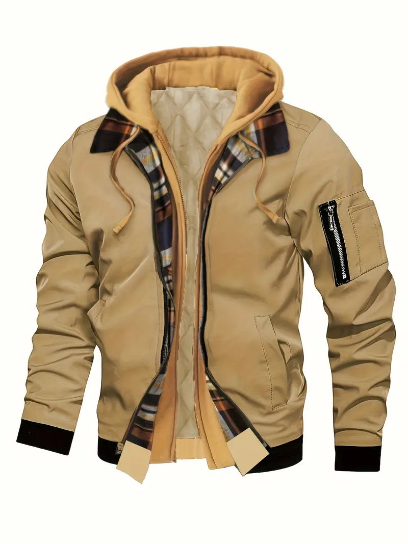 Polyester Hooded Zip Long Sleeve Jacket