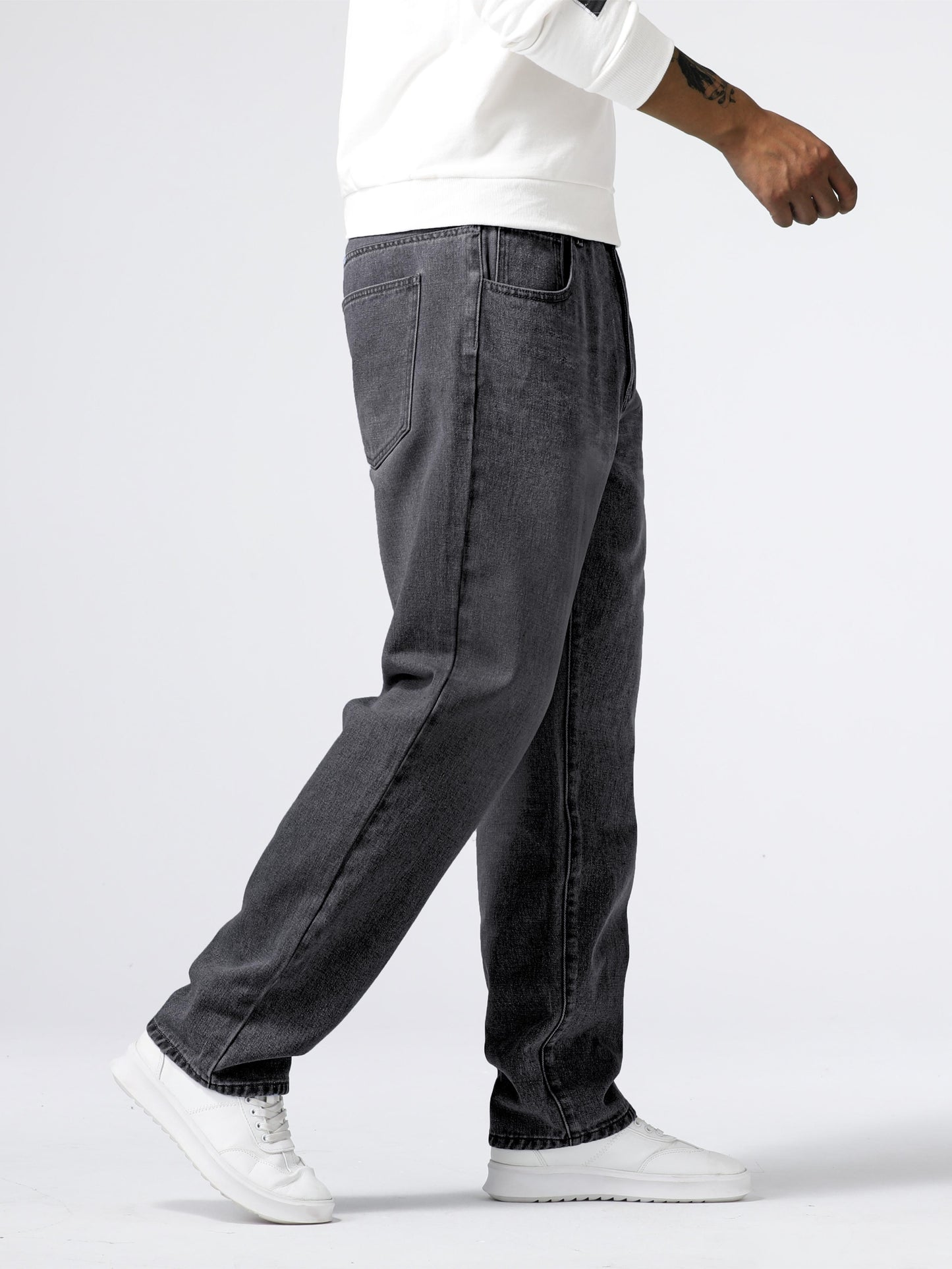 Men's Light Blue Relaxed Fit Jeans - Casual Straight-Leg Machine-Washable Denim Pants for Casual Attire, All-Season Comfort & Versatile Style
